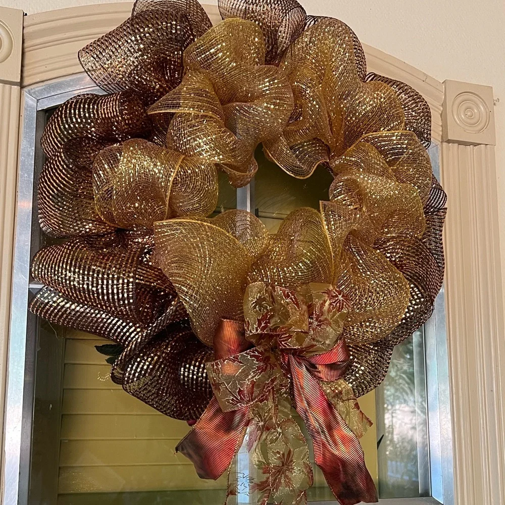 NWOT HANDMADE FALL DECO MESH WREATH.